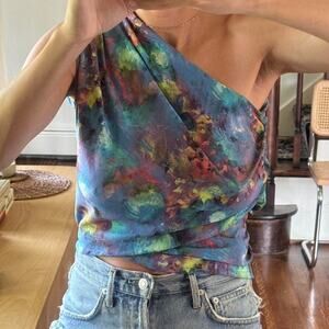 Wurst Hi Bye Tie Dye One Arm Shoulder Top (Small)